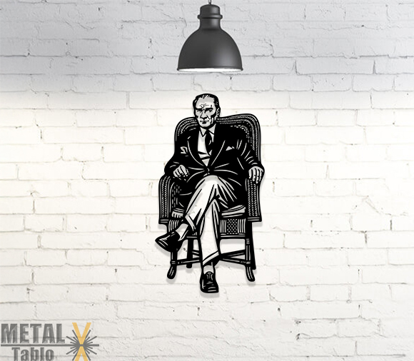 Mustafa Kemal Atatürk Lazer Kesim Metal Tablo