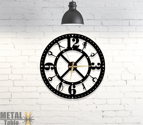 Pilates Lazer Kesim Metal Duvar Saati