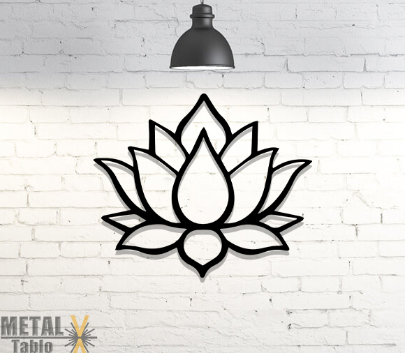 Lotus Çiçeği Lazer Kesim Metal Tablo