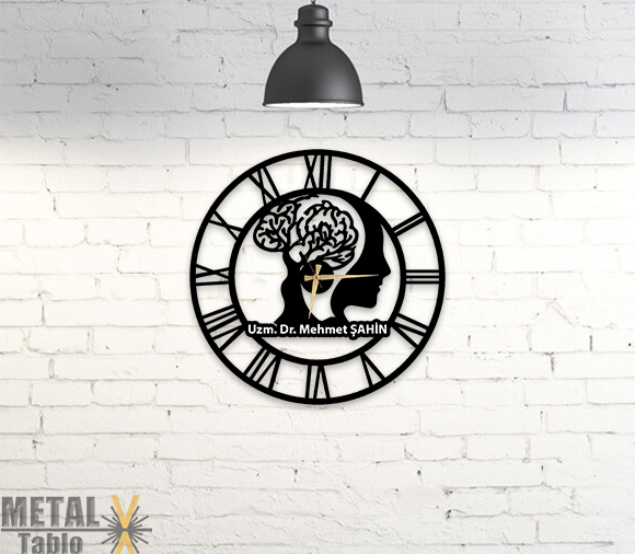 Psikologlara Özel Lazer Kesim Metal Duvar Saati