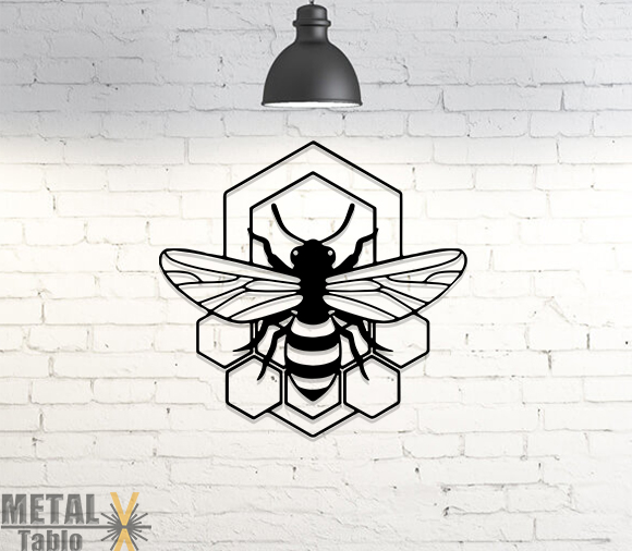 Arı ve Kovanlar Lazer Kesim Metal Tablo