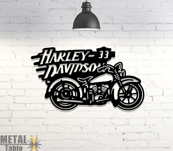 Harley Davidson Motor Metal Tablo