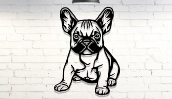 French Bulldog Lazer Kesim Metal Tablo