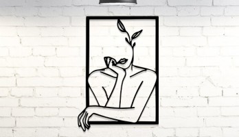 Eli Çenesinde Yüzsüz Kadın Metal Tablo