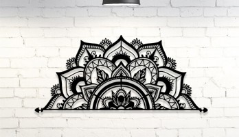 Lotus Çiçekli Mandala Lazer Kesim Metal Tablo