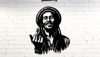 Bob Marley Orta Parmak Metal Tablo