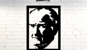 Atatürk Portre Metal Lazer Kesim Duvar Dekoru