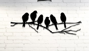 Dala Konmuş Kuşlar Metal Tablo