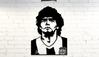 Diego Armando Maradona Lazer Kesim Metal Tablo