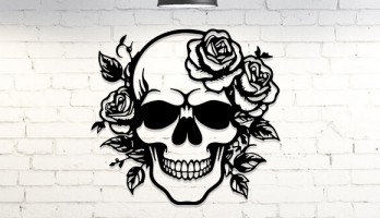 Kuru Kafa ve Güller Lazer Kesim Metal Tablo