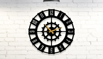 Gemici Çark Lazer Kesim Metal Duvar Saati