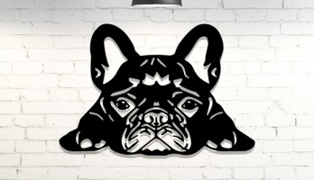 French Bulldog Köpek Lazer Kesim Metal Tablo