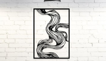 thumb Duman Görünümlü Çizgiler Lazer Kesim Metal Tablo