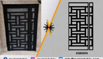 thumb Kumlu Cam Lazer Kesim Ferforje Bina Giriş Kapısı