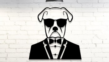Smokin Giymiş Gözlüklü Köpek Metal Tablo